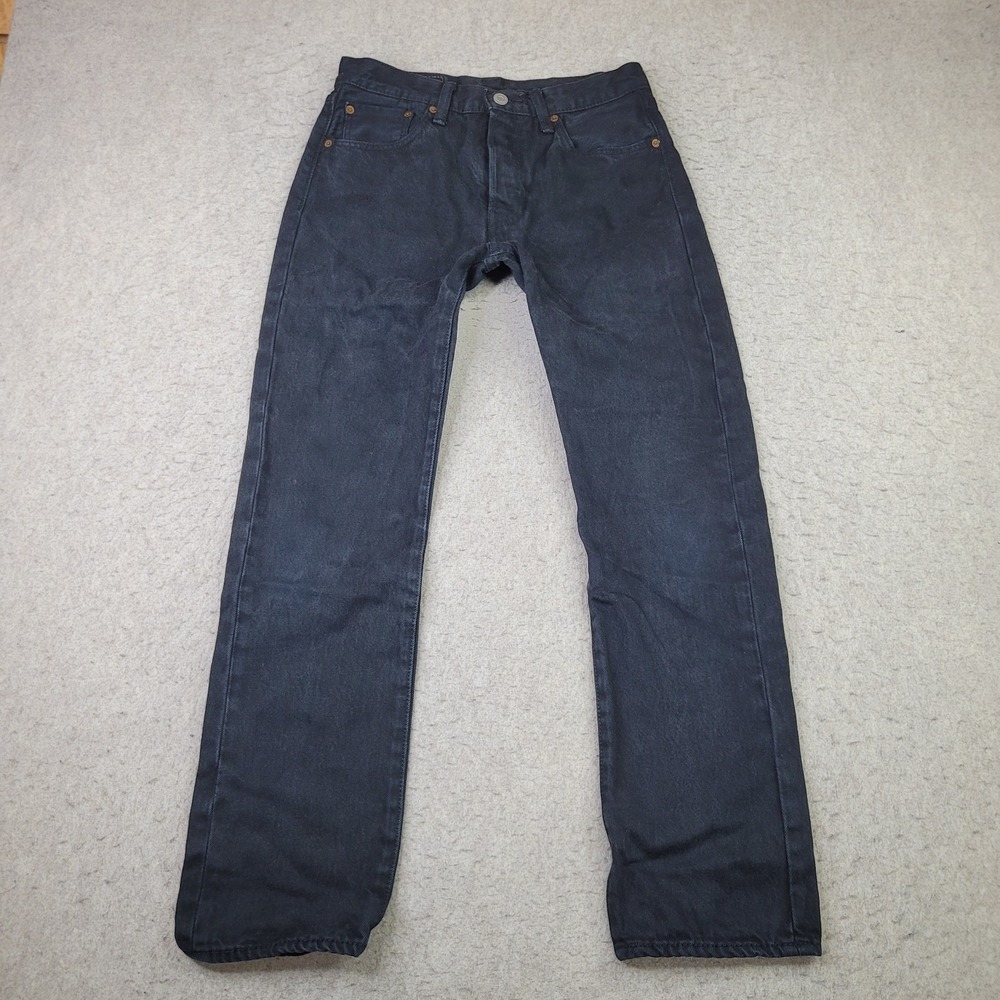Levi's 501 Jeans Men 28x30‎ Black Button Fly Straight Leg Denim Regular Fit